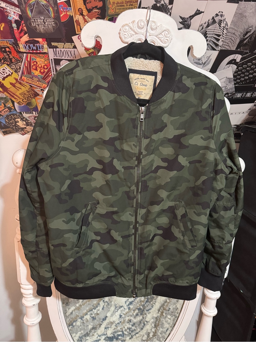 Ci Sono Green Camo Bomber Jacket